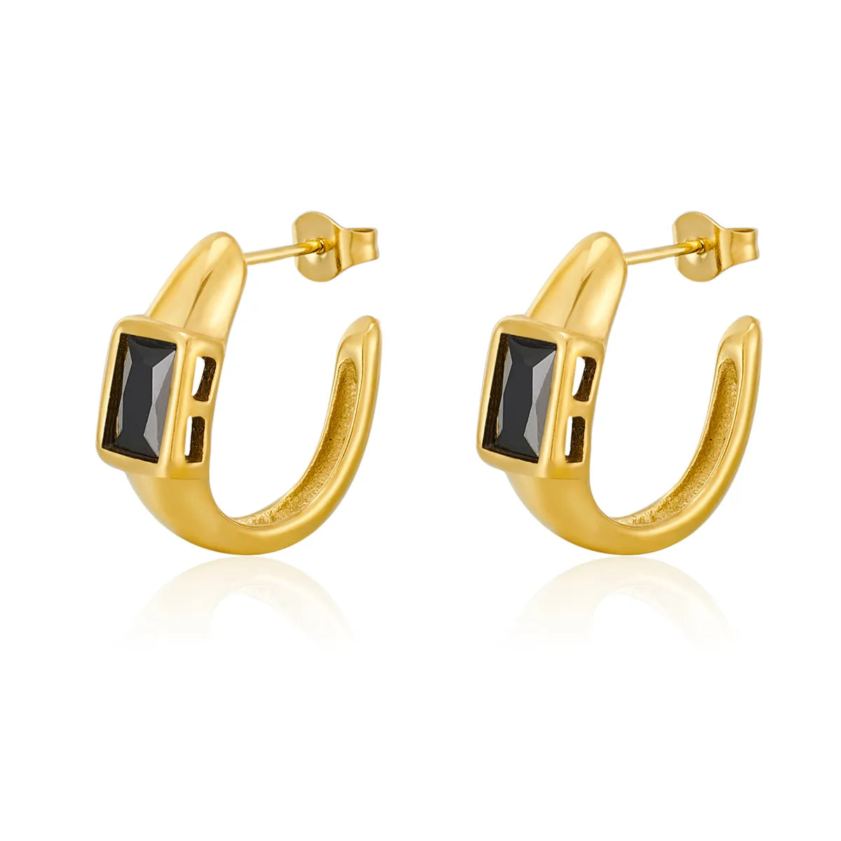 Celeste C-Shape Zircon Stud Earrings