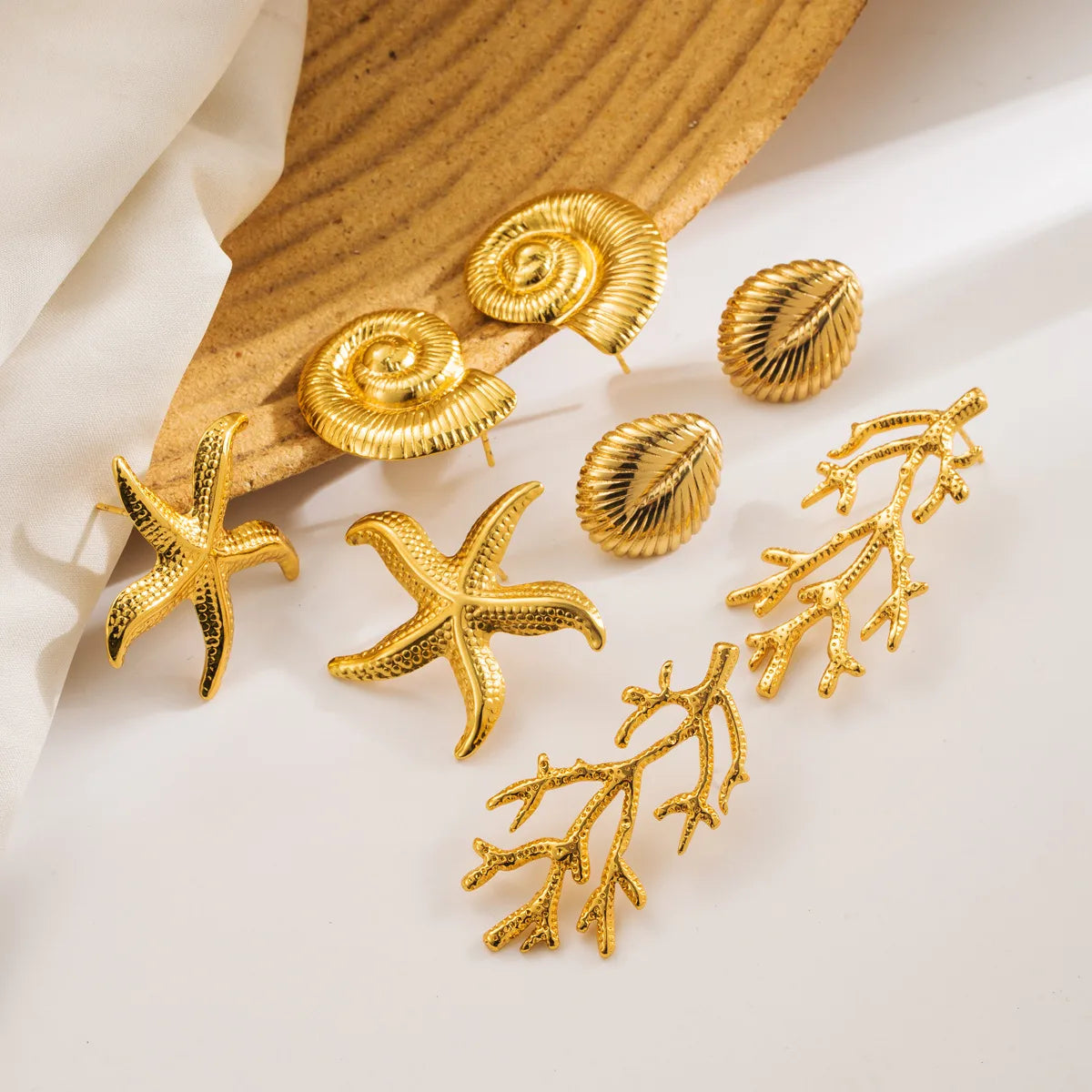 Coral Starfish Stud Earrings