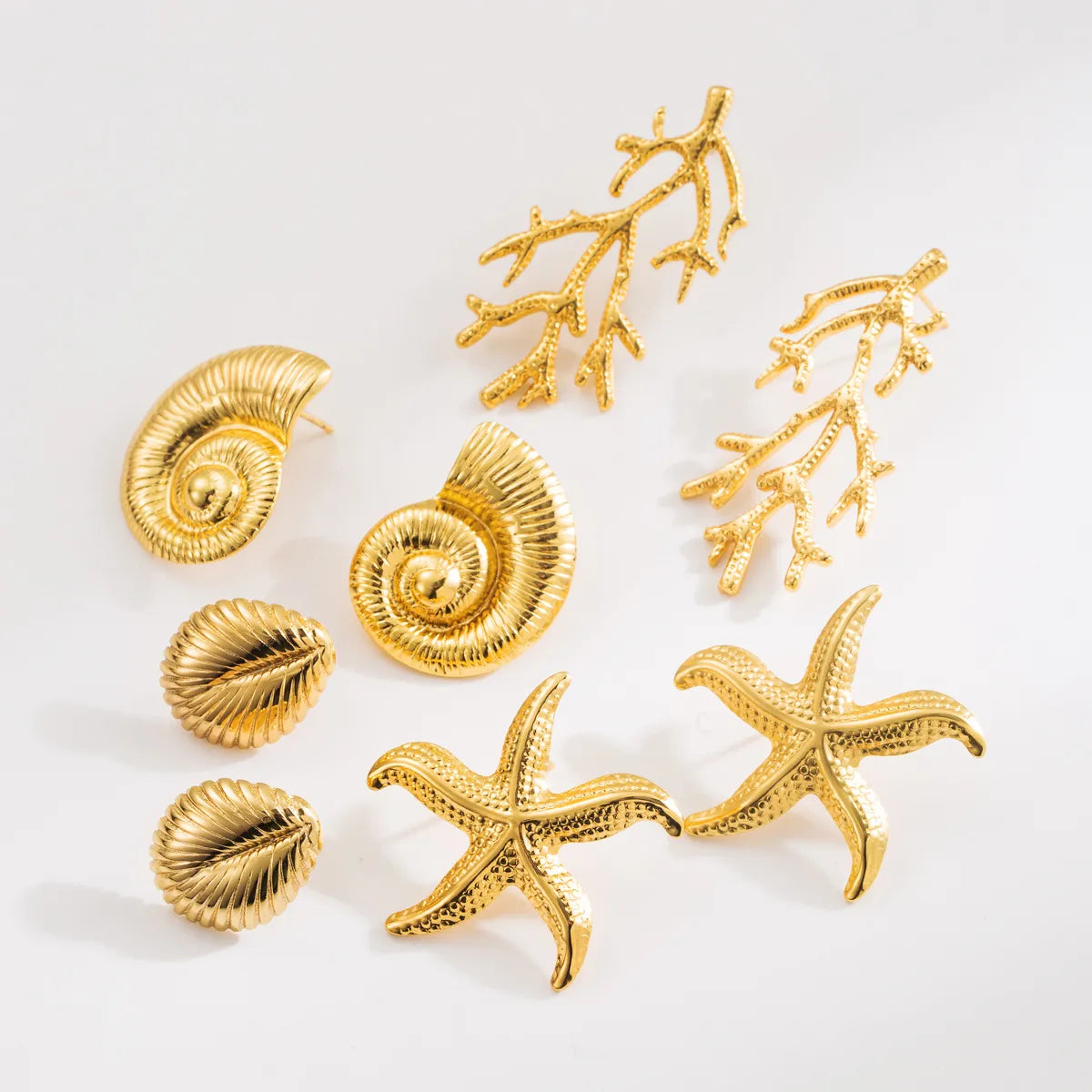 Coral Starfish Stud Earrings