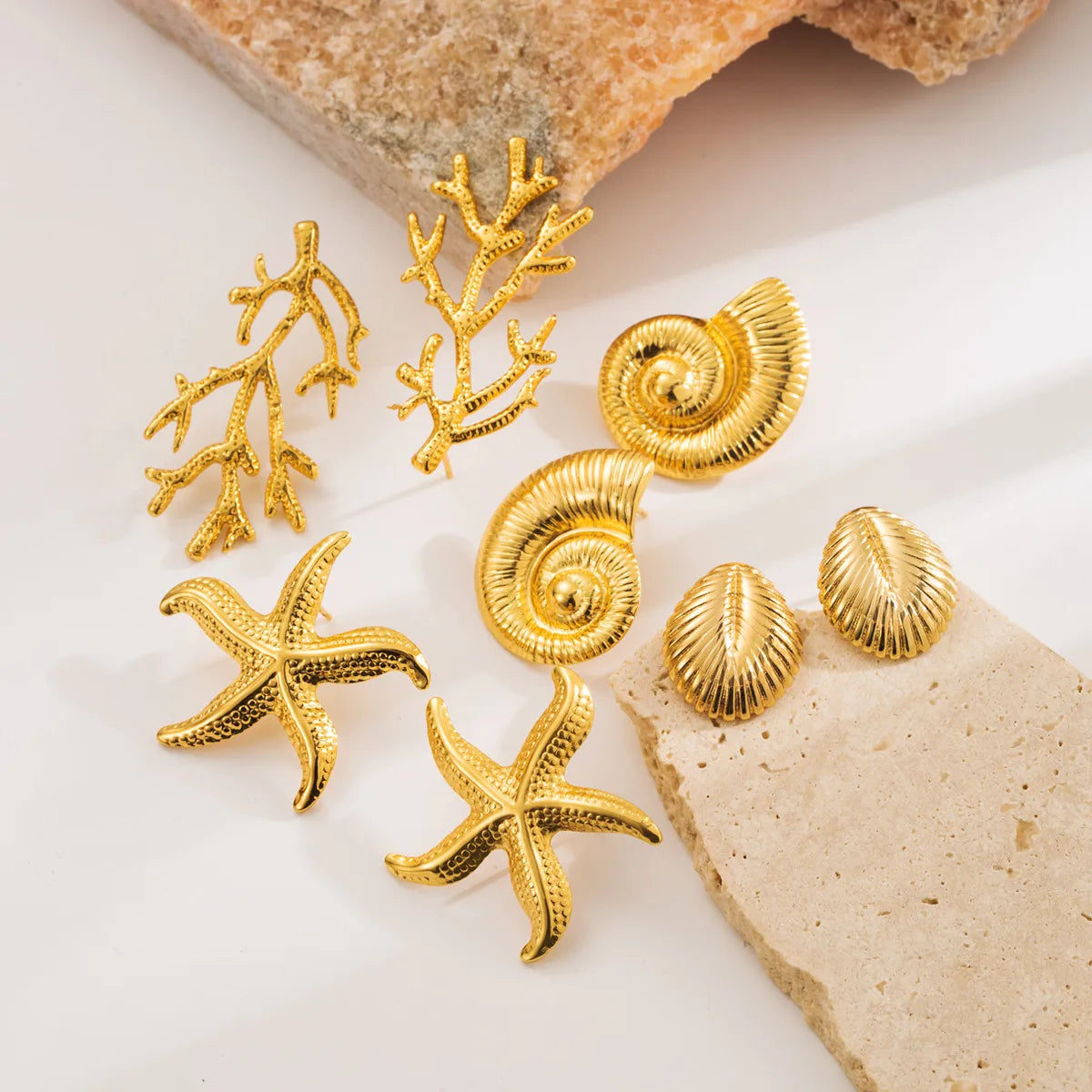 Coral Starfish Stud Earrings