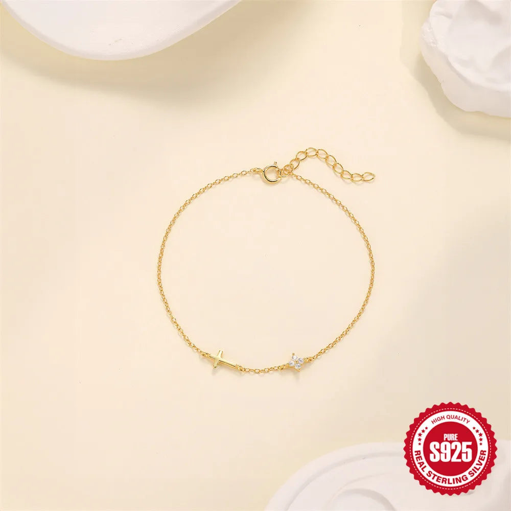 Luna Sterling Silver Cable Chain Charm Bracelet