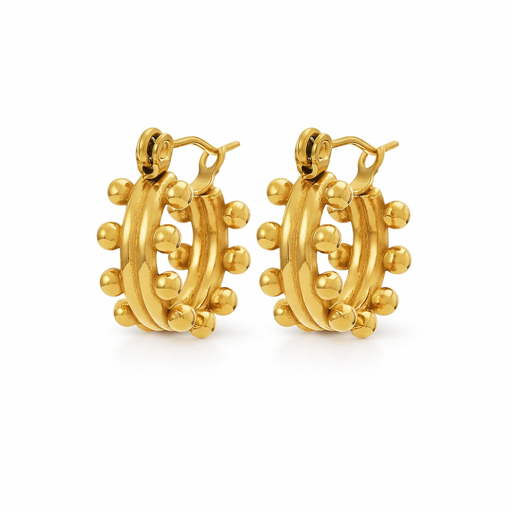 Una U-Shape Gold Earrings