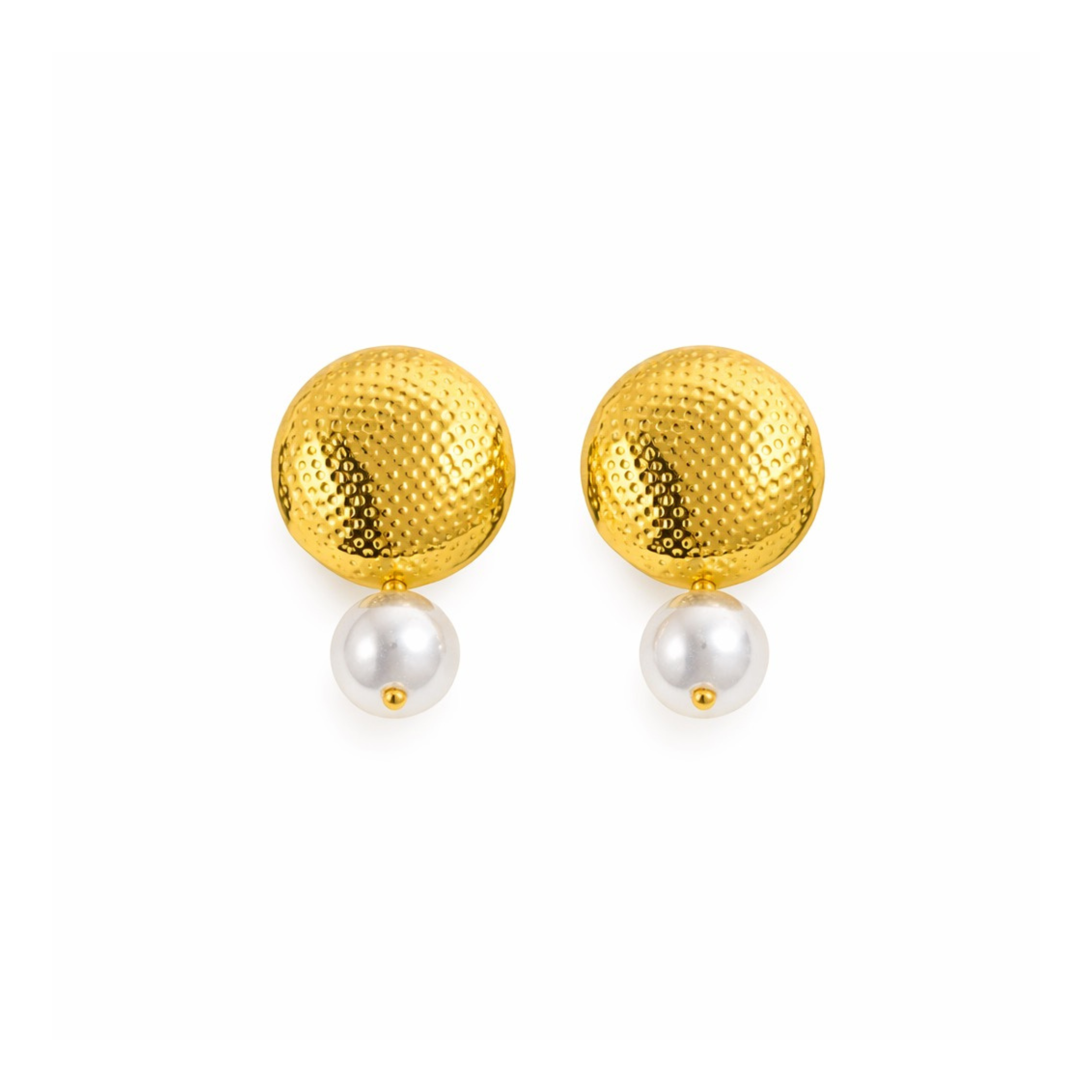 Mira Round Gold Drop Earrings