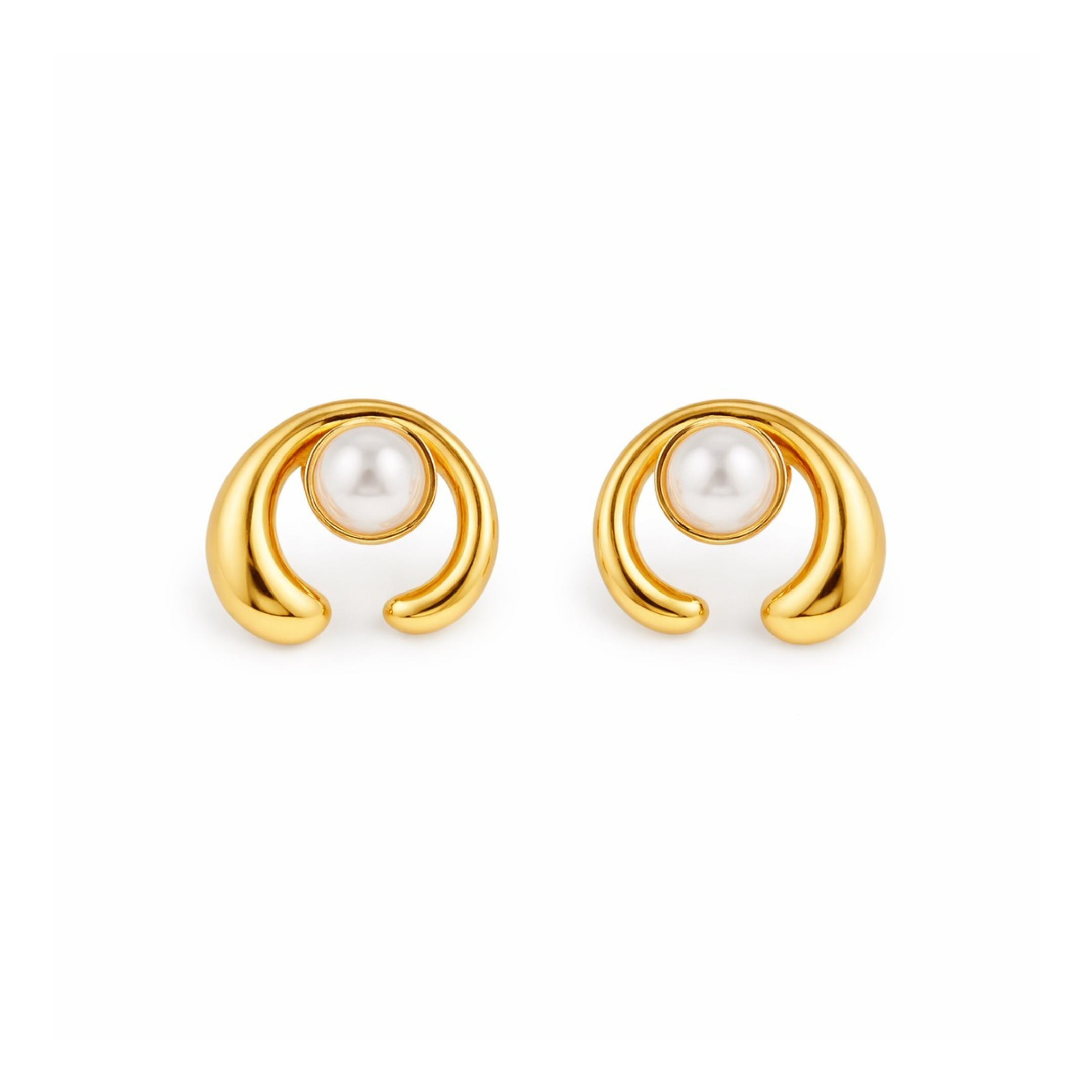 Sloane C-Shape Pearl Stud Earrings