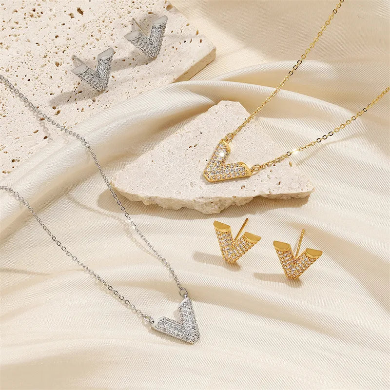 Vera V-Shape Zircon Jewelry Set