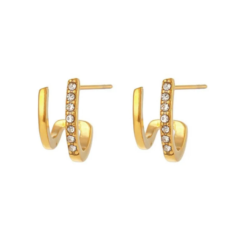 Rhea Retro Geometric Zircon Earrings
