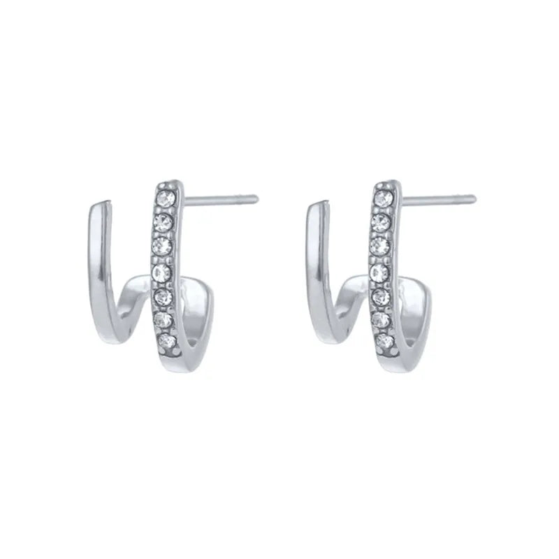 Rhea Retro Geometric Zircon Earrings