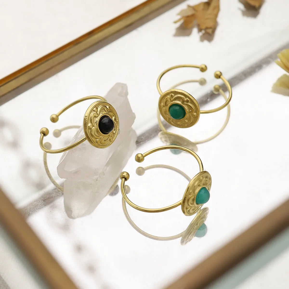 Camille Geometric Stone Open Ring