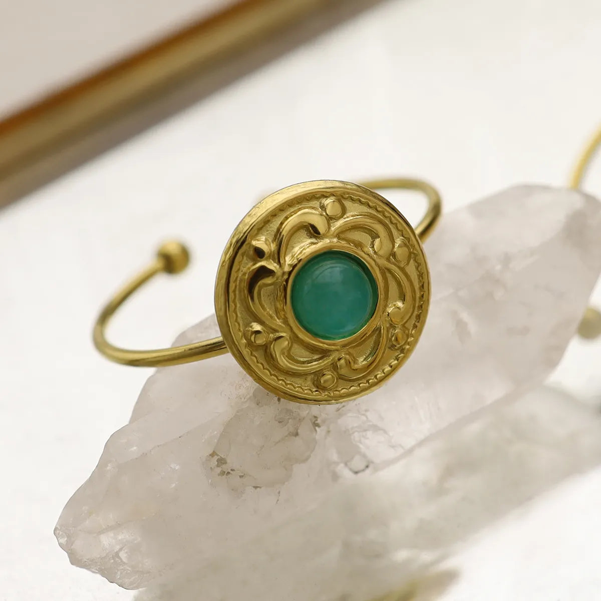 Camille Geometric Stone Open Ring