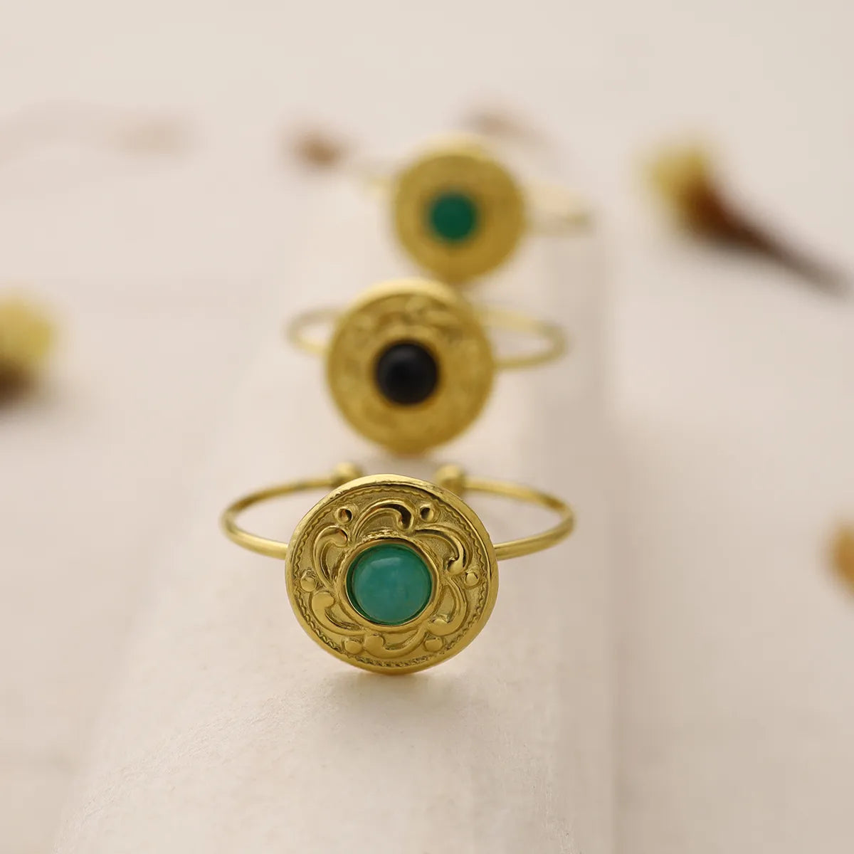 Camille Geometric Stone Open Ring